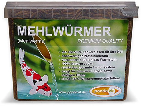 pondovit Mehlwürmer Premiumsnack für Kois, Leckerbissen, 2.4 l