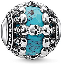 THOMAS SABO Bead Totenköpfe Türkis 925er Sterlingsilber, Geschwärzt
