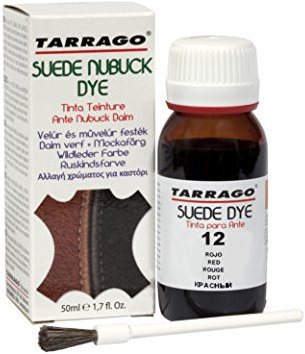 Tarrago | Nubukleder Wildlederfarbe 50 ml | Färbung für Schuhe, Taschen und Accessoires | Geeignet für natürliches und synthetisches Wildleder, Nubuk und ähnliche (Rot 12)
