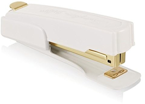 Swingline vintage häftapparat, 20 arkkapacitet, syltfri, kompakt, inbyggd häftborttagare, metall, vitt och guld (S7042301AZ)