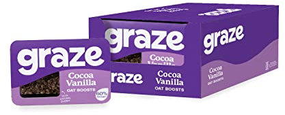 Graze Cocoa Vanilla Oat Flapjacks, Vegetarian Healthy Snacks, High in Fibre, 3 Bars per Punnet, Whole Oats & Natural Flavours - Packaging may vary - (9 x 50g Snacks)