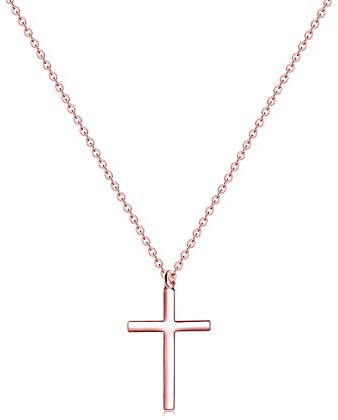 MOMOL Cross Necklace for Women 18K Gold Plated Stainless Steel Delicate Tiny Cross Pendant Necklace Christian Religious Necklace