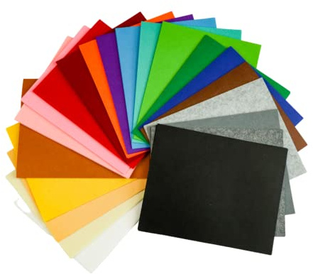 Woolous Wollfilzblätter - Filzstoff Patchwork-Nähquadrat DIY Handwerk - Dicker Filzstoff quadratisch für Kinder 42 Stück 10 x 8 Zoll (30x 20 cm) 1 mm dick