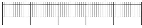 vidaXL Recinzione da Giardino con Punta a Lancia in Acciaio 892,5x100 cm Nero