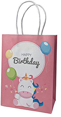 10 Stk Geschenktüten mit Henkel,Papiertragetaschen,Braune Papiertüte,Partytüten aus Papier Für Lebensmittel Backen Einkaufen Merchandise Boutique Einzelhandel (Einhorn,M)
