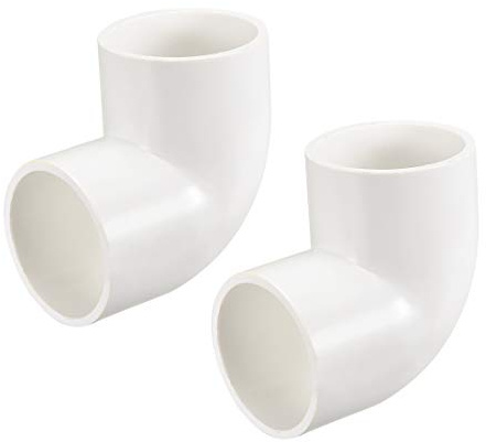 sourcing map 2stk. PVC Rohrverschraubung Rohrverbinder Rohr Verbinder 90 Grad Winkel Schema 40 Weiß 50mm Buchse