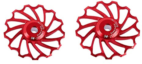Alomejor 2er Set Keramik Schaltrollen 13T Rot f¨¹r Fahrrad Schaltwerk Road und Mountainbike Ersatz
