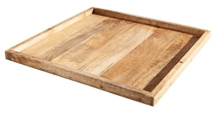 Massives Tablett MAKASSAR 50cm Mangoholz Servierbrett Serviertablett Frühstückstablett rauer Look