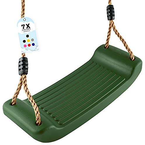 GO!elements Schaukel Garten - Kinderschaukel Outdoor Indoor - Schaukelsitz Schaukelbrett Brettschaukel für Kinder zum Schaukeln - Höhenverstellbar - rutschfest - Farbe: Grün