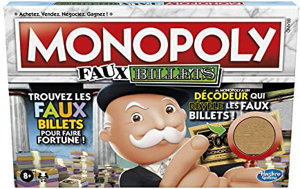 MONOPOLY Falsche Geldscheine – Brettspiel für Familie und Kinder – ab 8 Jahren – inkl. Decoder von Mr. Monopoly