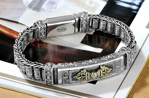 RXSHOUSH Herren 925 Silber Armband Vajra Kette Glück High-End Geschenk Schmuck Armband 8inch