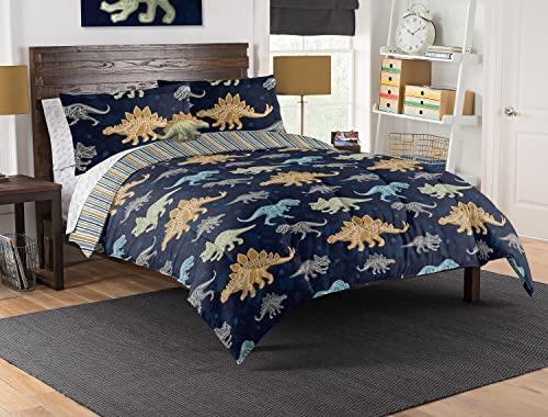 Northwest Classics Full Sized Comforter Set Dino Discovery 8 Piece Bed in a Bag All Seasons Bedding for Girls and Boys Comforter, Flat Sheet, Fitted Sheet, Pillowcases, Pillow, Sham