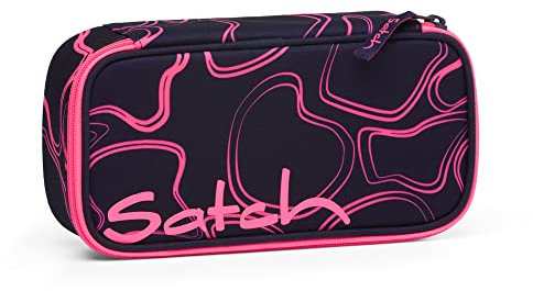 Satch Schlamperbox extra groß inkl. Trennfach Reißverschlussfach Stiftehalter Geodreieck Sichtfenster für Stundenplan Pink Supreme - Pink