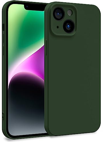 MyGadget TPU Case for iPhone 14 - Cover Dual Layer with Camera Protection | Inner Lining - Soft Touch Rubber & Anti-Scratch Shell Olive Green