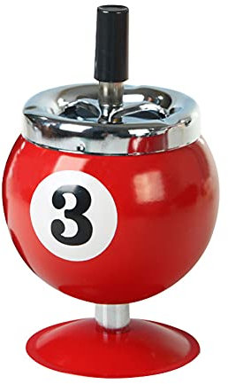 Collic Billard Ball Aschenbecher Pressstil Metal Aschenbecher Mit Spinnschale Kreativ Rotierende Aschenbecher Abnehmbare Eschenschale Mit Deckelwinddicht, Rot, Einfach Zu Reinigen/Rot