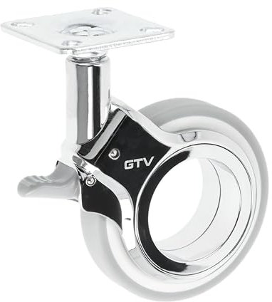 GTV Gira - Rotelle per mobili, con freno, Ø 75 mm, in plastica e acciaio, cromate e grigio opaco