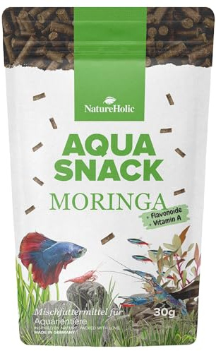 NatureHolic AquaSnack Moringa Sticks | Mangime aggiuntivo di alta qualità per acquario, ricco di sostanze vitali | Mangime per gamberetti, gamberi, granchi, lumache d'acquario e pesci d'acquario