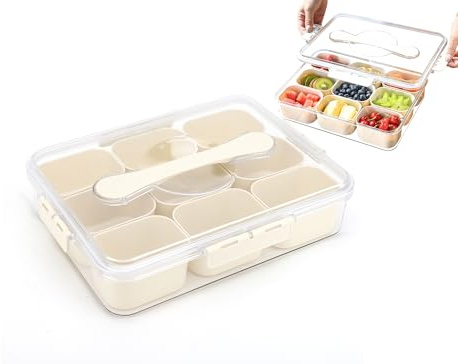 ZYODUOB Divided Serving Tray With Lid,Snack Trays With Compartments for Storing & Portioning，Snack Platters Organizer for Party,Picnic and Travel