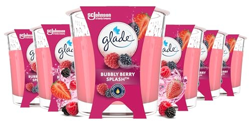 Glade Duft-Kerze im Glas, Bubbly Berry Splash, (6 x 112 g), bis zu 27 Stunden Brenndauer pro Kerze