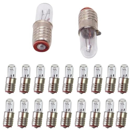 ADZJOY 20 Pezzi E5 Micro Mini Indicatore Piccola Lampadina 1.5V2.5V6.3V12V24V Microscopio Strumento Indicatore Piccola Lampadina E5 Vite Presa Portalampada(20pcs 12V)