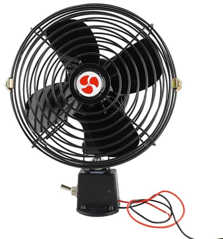 Aramox Ventilateur de Voiture 12V, 15,2 cm, 2 Vitesses, Métal Robuste, pour RV, Camion, Bateau, Bus