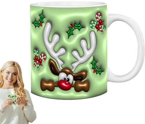 Santa's Christmas Rentier-Becher,Weihnachtscharakter-Tassen | Weihnachtskaffeetassen -Keramik-Weihnachtstassen | Weihnachtsaccessoires, Weihnachtsbecher, Weihnachtsmannbecher für Freunde und Familie
