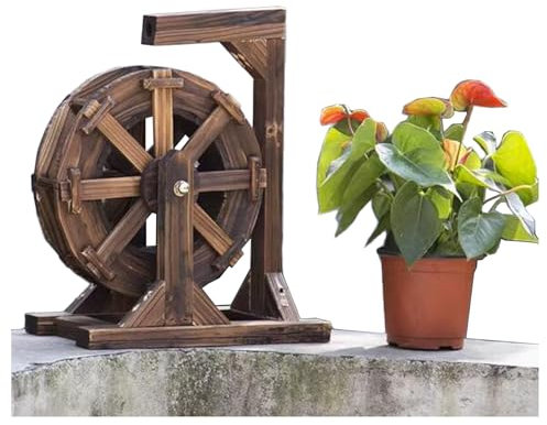 Fontana Con Ruota Idraulica In Legno, Fontana For Laghetto Indipendente, Decorazione Da Giardino, Circolazione Acqua In Piscina, For Giardino, Cortile, Laghetto, Cortile(30cm/11.8inch)