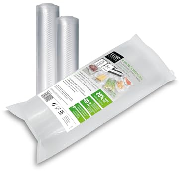 Caso 4 Estrellas Rollos de Bolsas de vacío para Alimentos Gofradas | 30 x 720cm | Todo Tipo envasadora al vacío, Muy Fuertes y Resistentes a los desgarros, 150μm, Sin BPA | 2 Rollos