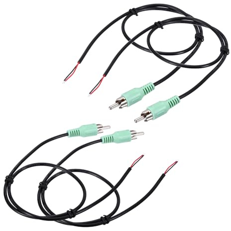sourcing map 20 Inch Open Green RCA Male Plug Jack Connector Adapter to Bare Wire Open End Audio Video RCA Cable for Amplifier Speaker Wire Pack of 4
