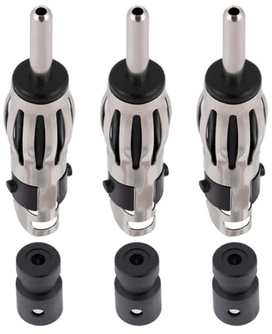Vecys 3 Pezzi Connettore DIN Autoradio Maschio FM AM Antenna Universale per Auto Spina DIN Connettore in Rame per Cavo Coassiale di Estensione RG174