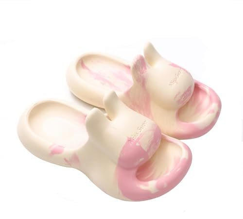 Badelatschen Damen Rutschfeste Strandschuhe Dusch Badeschuhe Batik Sommerschuhe Damen Sandalen Sommer Hausschuhe Damen 37/38 EU,Rosa