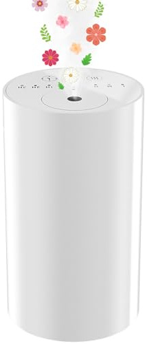 Waterless Diffuser for Essential Oil, Car Aromatherapy Diffuser Nebulizer Mini Scent Air Machine, 1/2/3H/Continous Mode, 3 Mist Levels, Portable Oil Diffuser for Car or Home, Bedroom, Office(White)