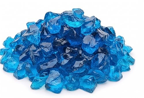 Glasbrocken Deko aus Recyceltem Glas Blau 2-4cm - Vasen & Garten 15 kg | Wetterfest, UV-beständig, dauerhaft farbintensiv, unregelmäßig geformt, Dekosteine, Glassteine für Blumentopf & Aquarium