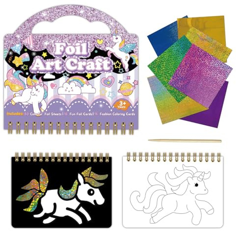 YEZIDE Foil Art DIY Set for Middle School Students, Unicorn Pattern Foil Craft Art, DIY Creative Activity Gifts for Young Girls Boys