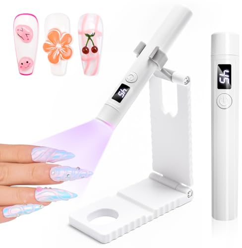 LEDSUUEI UV Lampe für Gelnägel Mini –【Wiederaufladbar】Tragbare UV Lampe Klein mit Stand & LCD Display, Schnellhärtende LED Nageltrockner für Lack & Nail Strips, Mini UV Lampe für Nägel Zuhause &Reisen