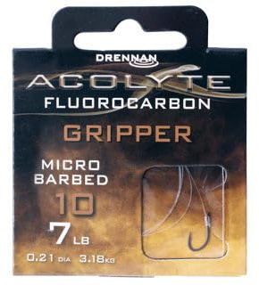 Drennan Acolyte Gripper Hooks to Fluorocarbon Micro Barbed (Size 12)