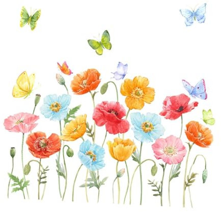 Gcljlmy 2 Stücke Blumen Schmetterlinge Wandtattoos Wandaufkleber wasserdichte attraktive PVC für den Eingangsflur Badezimmer