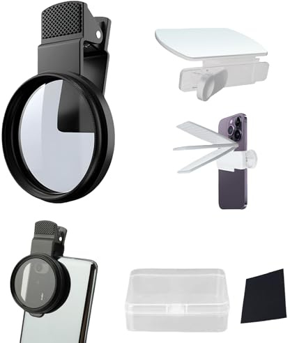 Kit de filtres polarisants CPL et miroir 52 mm pour appareil photo de téléphone portable - Compatibilité universelle avec iPhone, Samsung, Android, pour réduire l'éblouissement et les prises de vue
