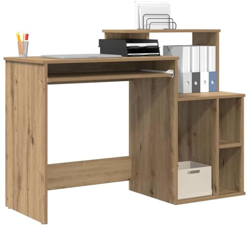 vidaXL Schreibtisch Artisan-Eiche 120,5 x 44 x 88,5 cm Holzwerkstoff | Moderne Artisan Eichenoberfläche passt zu jeder Einrichtung, Viel Platz mit eingebauten Regalen,