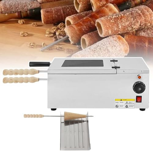HCAUYNN Commercial Horizontal Stainless Steel Donut Machine, Single-Layer Chimney Cake Oven, Desktop Electric Chimney Roller