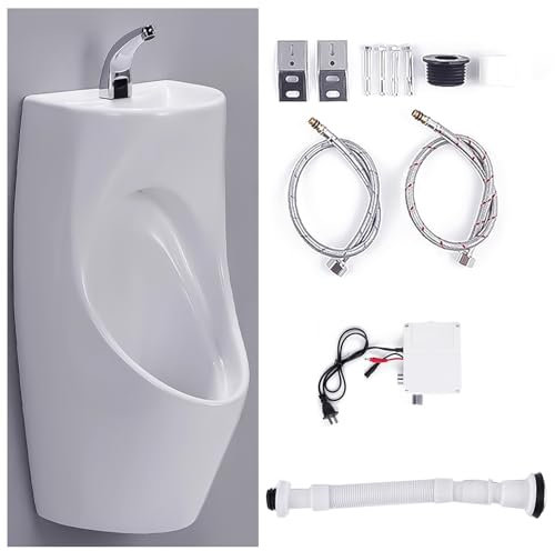 LIKANGLONGJU Urinoir en Céramique, Urinal Homme Suspendu pour Hommes avec Robinet à Induction, Adapté aux Toilettes Publiques, aux Résidences