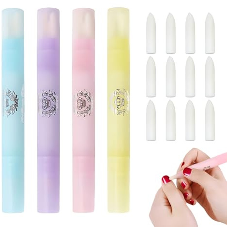 Juguta Lot de 4 Stylos Correcteurs de Vernis à Ongles avec 12 Pointes de Rechange, Stylo Dissolvant Ongles et Outil de Manucure pour Effacer les Bavures de Vernis