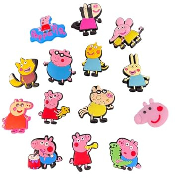 Bodygenix 14PCS Peppa Pig Shoe Charms for Crocs – Eco-Friendly PVC-Free Reusable Cartoon Clog Accessories for Kids, Toddlers & Girls – Peppa Pig Party Favors & Sustainable Gift Set