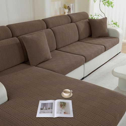 Ystyle Funda Asiento Sofa Ajustable, Alta Extensible Funda Sofa Cojin Separado, Antideslizante, Universal, Lavable, Protector de Muebles para Perros y Mascotas (Chaise Longue, Marrón)