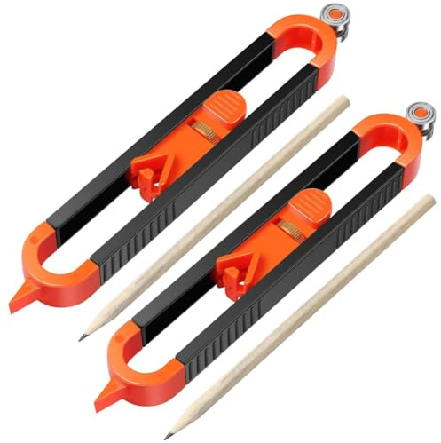 Paaruter 2 Piezas Herramientas de Trazado de Contornos Precisos, Medidor de Contorno Ajustable con Lápices y Cerradura, Herramienta de Trazado para Medir Esquinas.