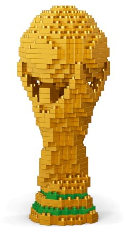 Fotbolls-VM-pokal att bygga med miniatyrblock. 3D-trofé