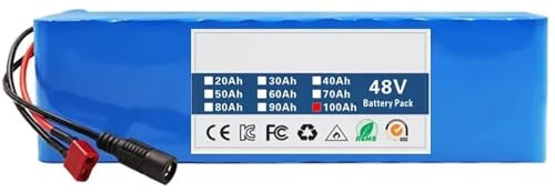 Ebike Batería 48V 100Ah 13S3P para Baterías Recargables Batería De Alta Potencia para E-Bike Bicicleta Eléctrica Scooter con Charger XT60 para 200W 500W 800W Motor 48V 100Ah,T+DC
