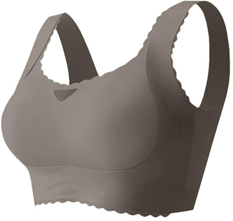 Dam bekväm bystlyftande formande BH sömlös stödjande push-up väst vardag underkläder täckning sport trådlös bh, Grått, 3XL