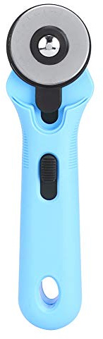 Coltello Rotondo da 45 mm Taglierina per tessuti durevoli di alta qualità Lama rotante Manico ergonomico per lavori di cucito Progetti fai da te Plastica Blu Verde Giallo Rosa (Blu)
