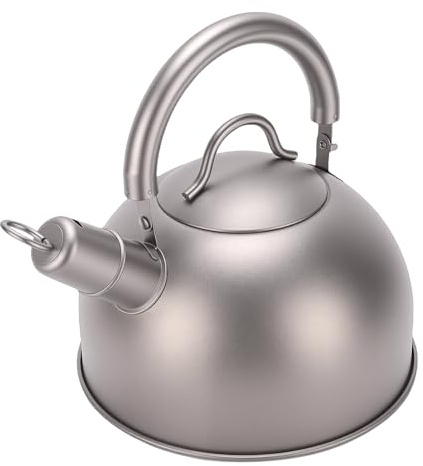 Asixxsix Hervidor de Camping de 1,2 L, Tetera de té Ti Camp, Hervidor de Camping Ligero Portátil para Fuego Abierto, Cocina de Inducción, Cocina Eléctrica de Cerámica, para Viajar